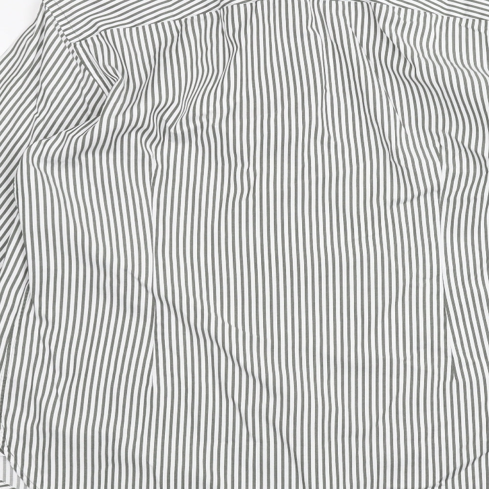 Jaeger Mens White Striped   Dress Shirt Size 15.5