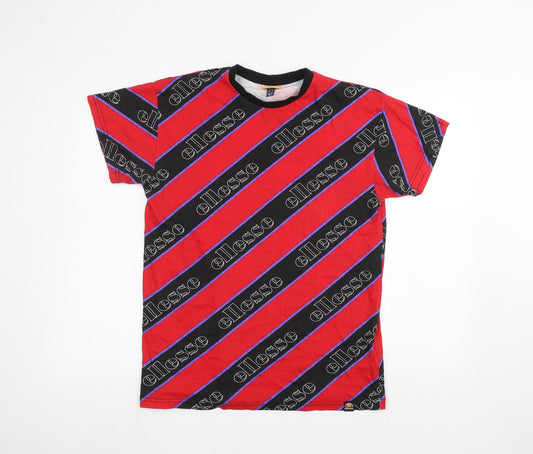 ellesse Womens Red Striped Basic T-Shirt Size 8