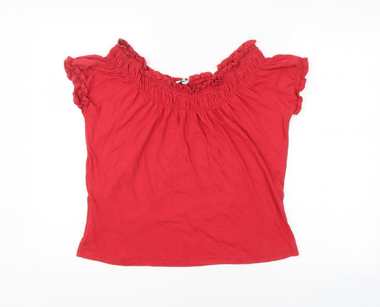 Look Womens Red Basic Blouse Size 16