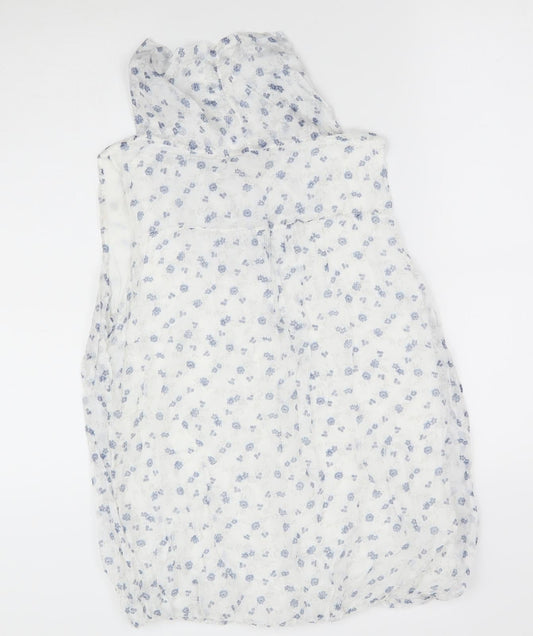 Giusy Womens White Floral Basic Blouse Size M
