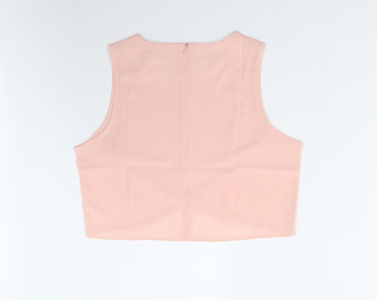 Ravi Famous Womens Pink Basic Blouse Size 14