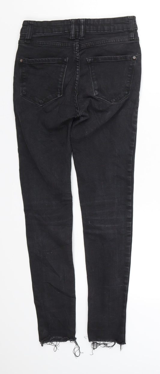 MNG Womens Black Denim Skinny Jeans Size 4 L26 in - Distressed Hem
