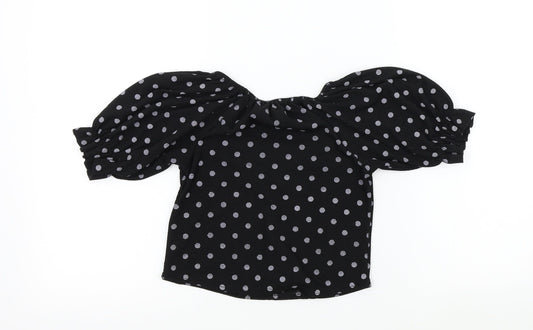 PRETTYLITTLETHING Womens Black Colourblock Basic T-Shirt Size 10
