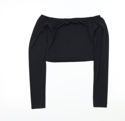 PRETTYLITTLETHING Womens Black Colourblock Basic T-Shirt Size 8