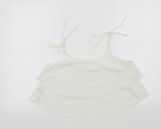 Miss Selfridge Womens White Colourblock Basic Blouse Size 10