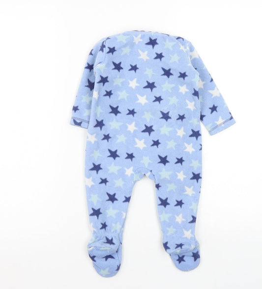 Asda George Boys Blue Solid Babydoll One Piece Size 6-9 Months - star detail