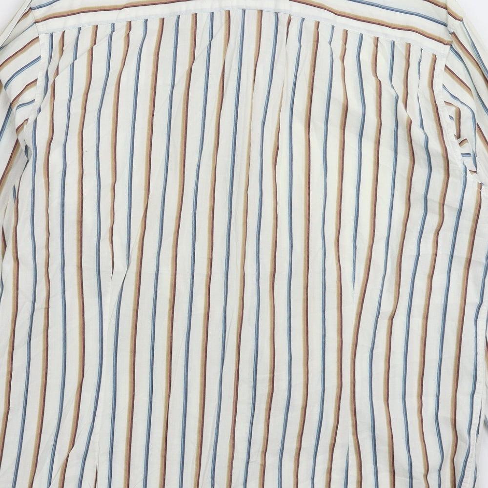 Burton Mens White Striped Button-Up Size L