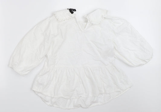 New Look Womens White Basic Blouse Size 10
