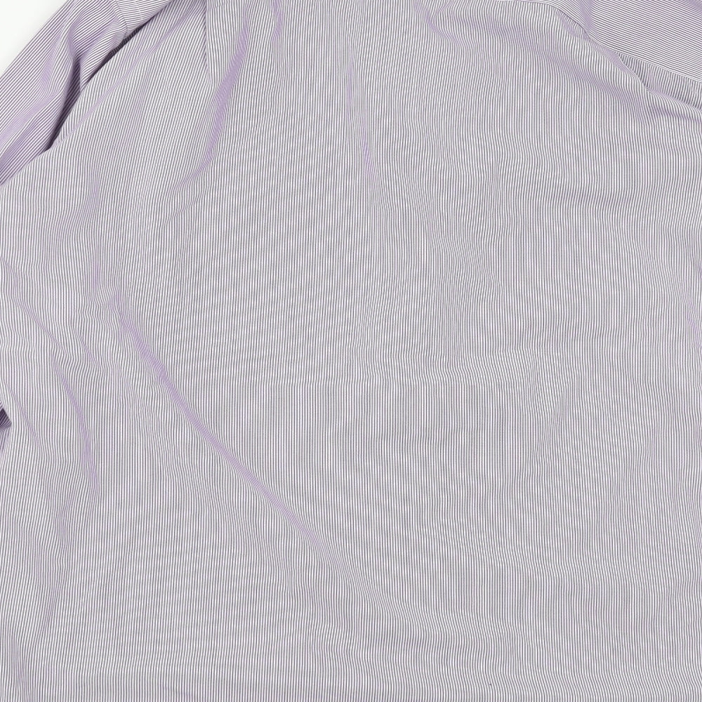 Taylor & Wright Mens Purple Striped Dress Shirt Size 15.5 - Easy Iron