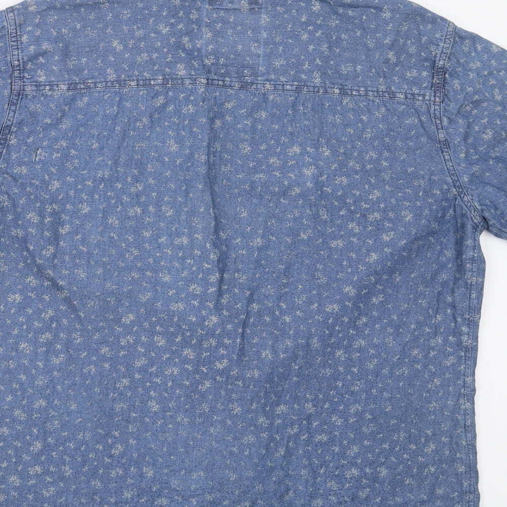 H.J.H. Mens Blue Floral Button-Up Size L