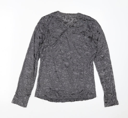 Preworn Womens Grey Geometric Basic Blouse Size M