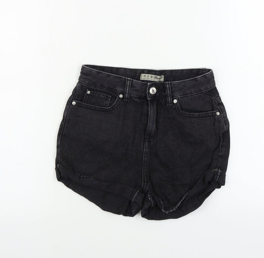Additional front view of denim co women’s black cut-off shorts, size UK 4