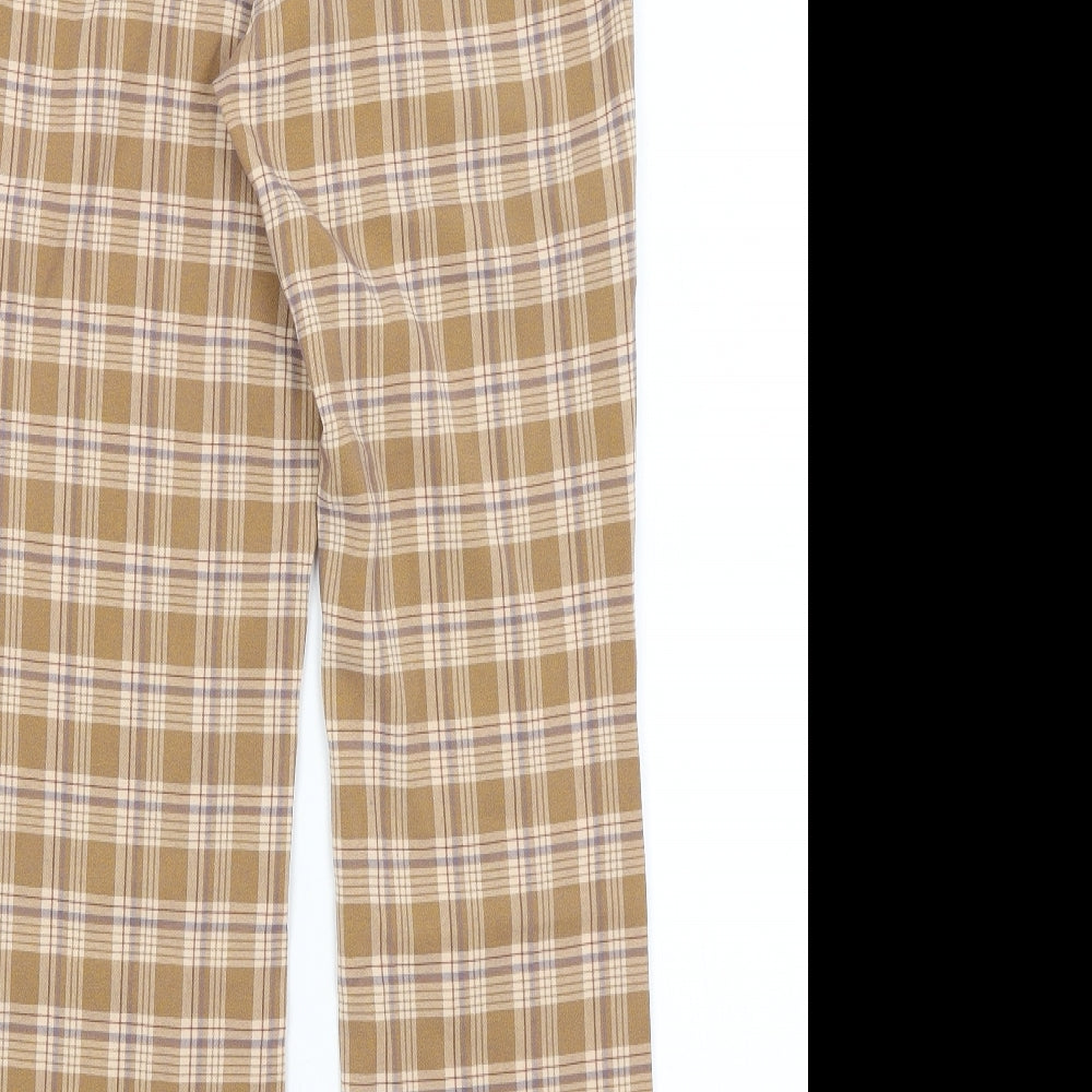 SheIn Womens Brown Plaid Trousers Size S L27 in