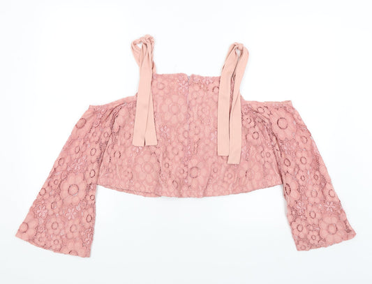 Missguided Womens Pink Cropped T-Shirt Size 8