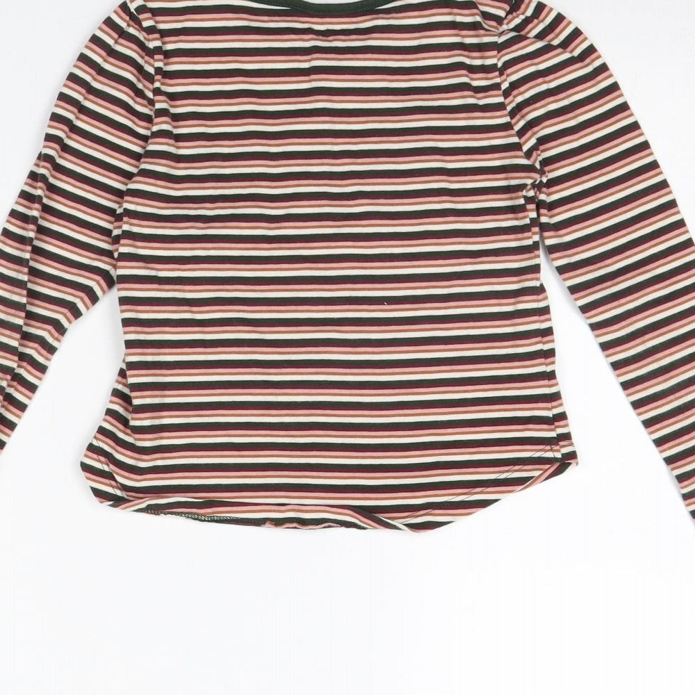 TU Girls Brown Striped Basic T-Shirt Size 6 Years