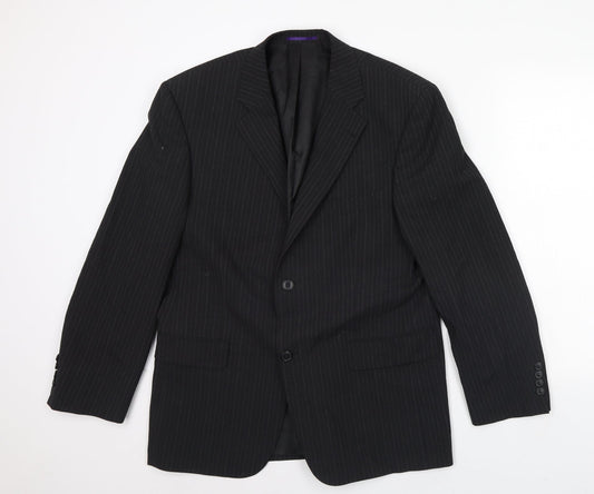 Taylor & Wright Mens Black Striped Jacket Blazer Size 40 - Shoulder Pads