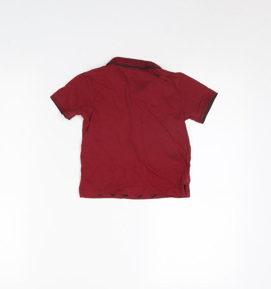 Preworn Boys Red Basic Polo Size 2 Years - Motorbike