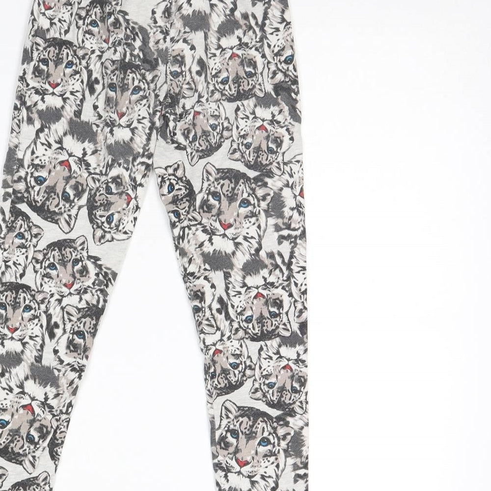 Bpc Girls Grey Animal Print Capri Trousers Size 8 Years - CUB