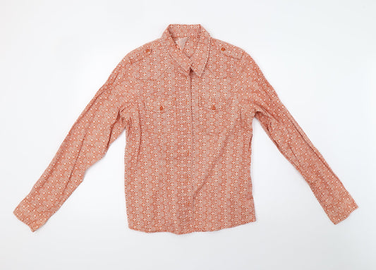 nts Mens Orange Geometric Polo Size 14