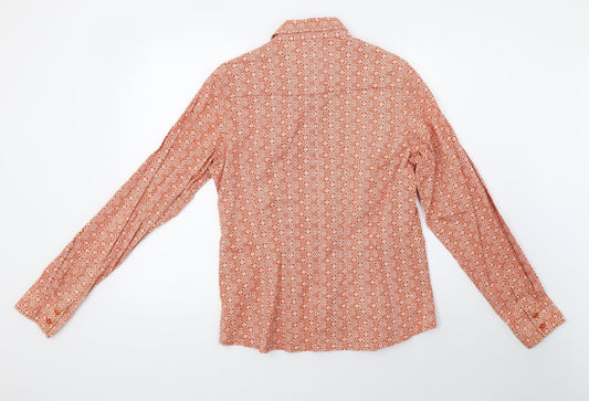nts Mens Orange Geometric Polo Size 14