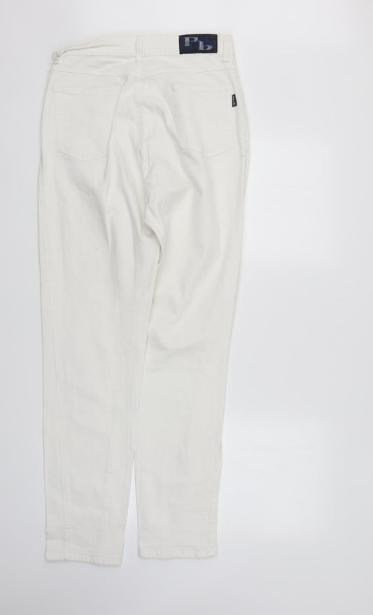 Porto Blue Womens White Denim Straight Jeans Size 14 L31 in