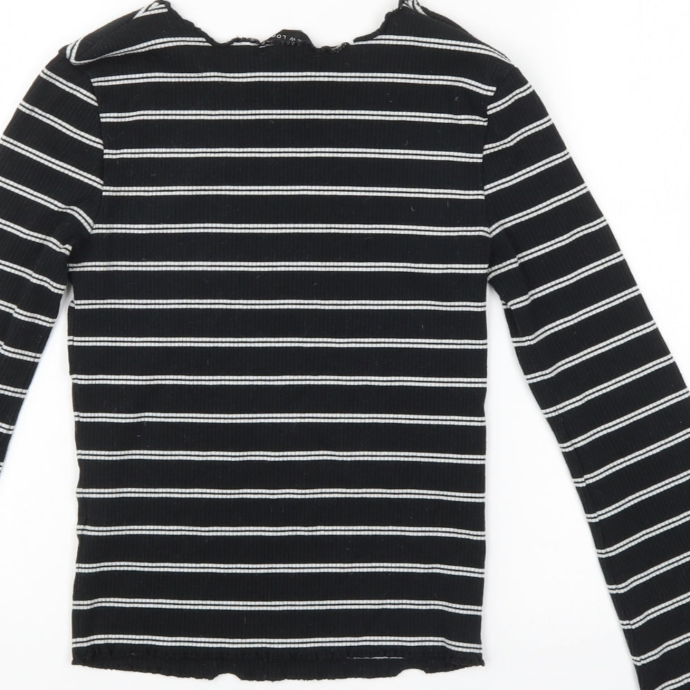 New Look Womens Black Striped Pullover Jumper Size 8