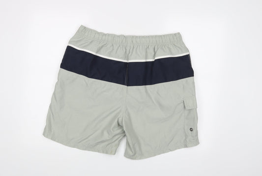 Authentic Mens Green Cargo Shorts Size L - Elastic Waist Band