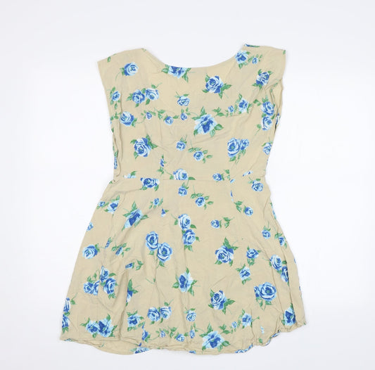 Motel Womens Beige Floral Fit & Flare Size XS