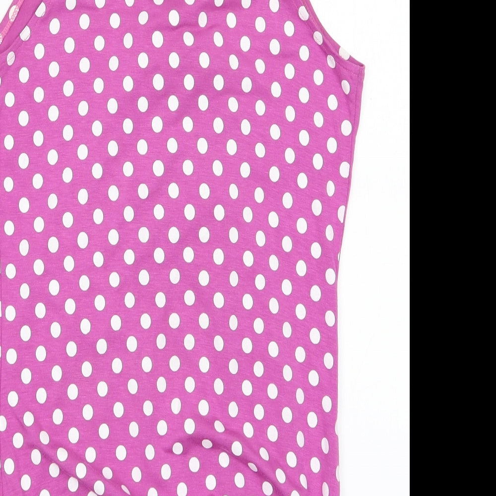 Preworn Womens Pink Polka Dot Wrap Blouse - Knitted Hem