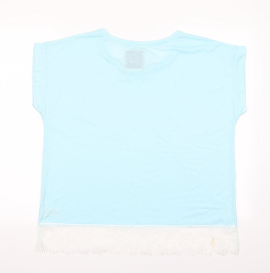 Snuggle Dream sleep Womens Blue Pyjama Top Size L - Lace Trim Hem