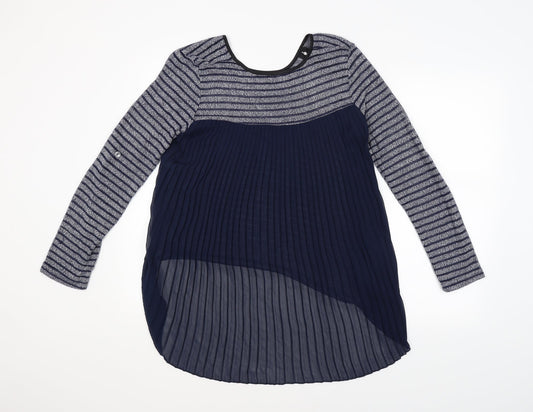Quiz Womens Blue Striped Basic Blouse Size 10