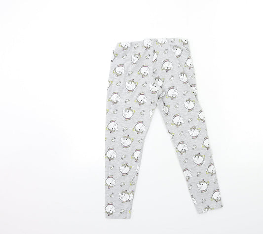 Disney Girls Grey Geometric Top Lounge Pants Size 6 Years - Beauty and the Beast