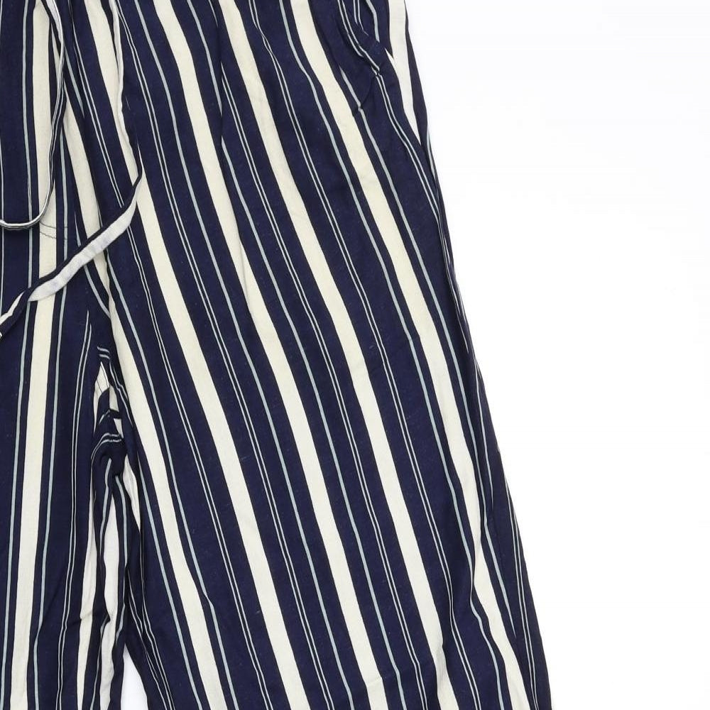 Anthology Womens Blue Striped Trousers Size 12 L26 in