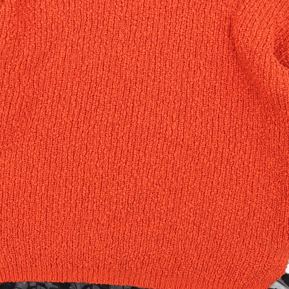 TU Womens Orange Floral Pullover Jumper Size 8