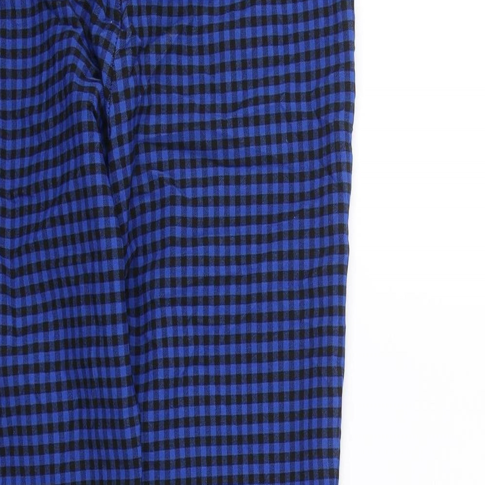 Zara Womens Blue Check Trousers Size M L27 in