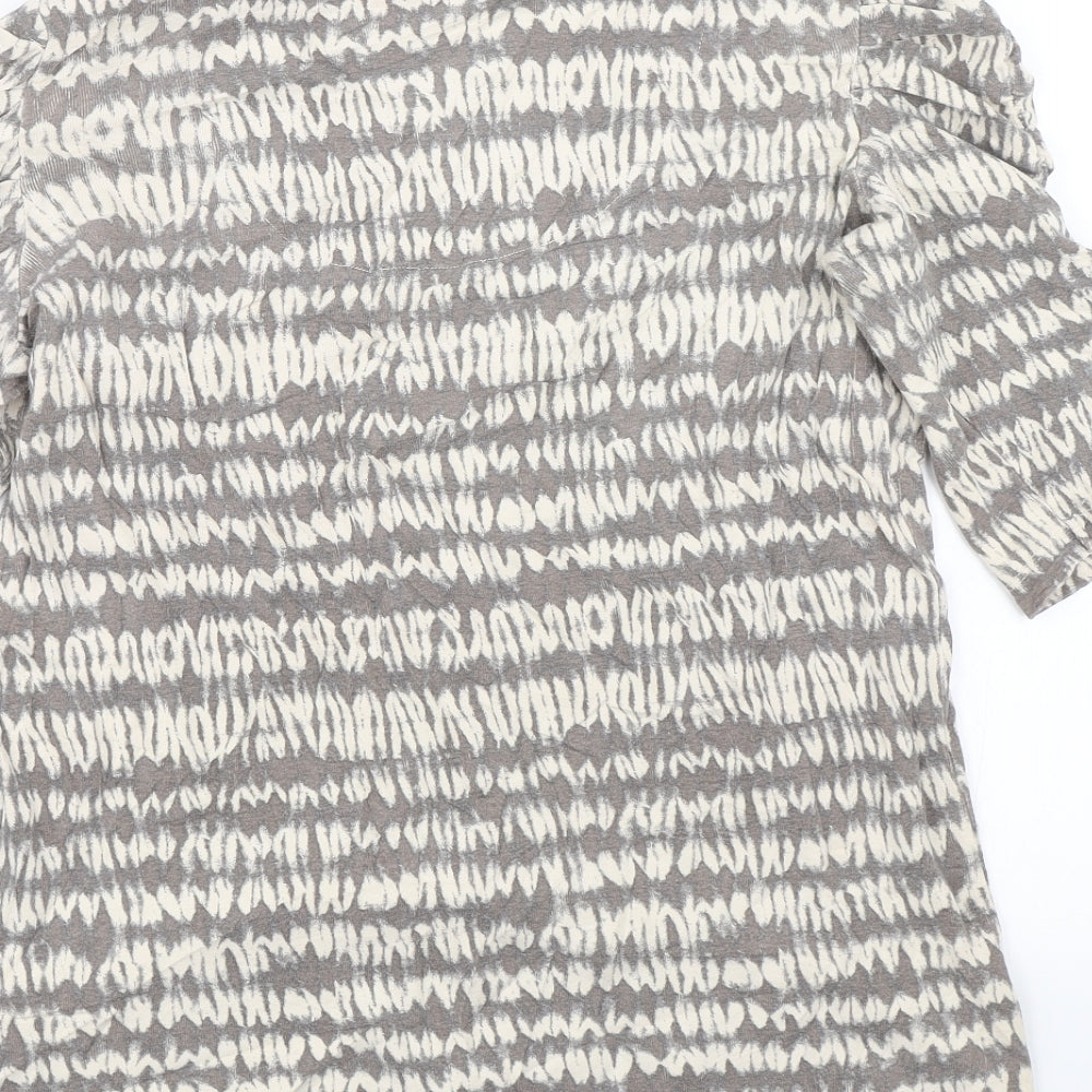 M&Co Womens Beige Striped Basic T-Shirt Size M
