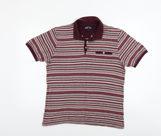 Sandstone & Co Men Mens Red Geometric Polo Size S