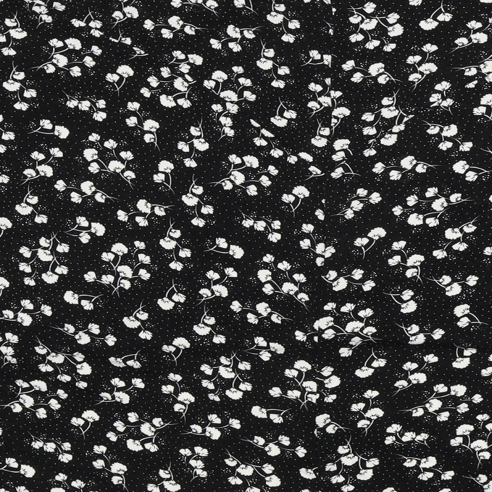 Preworn Womens Black Floral A-Line Skirt Size 32 in