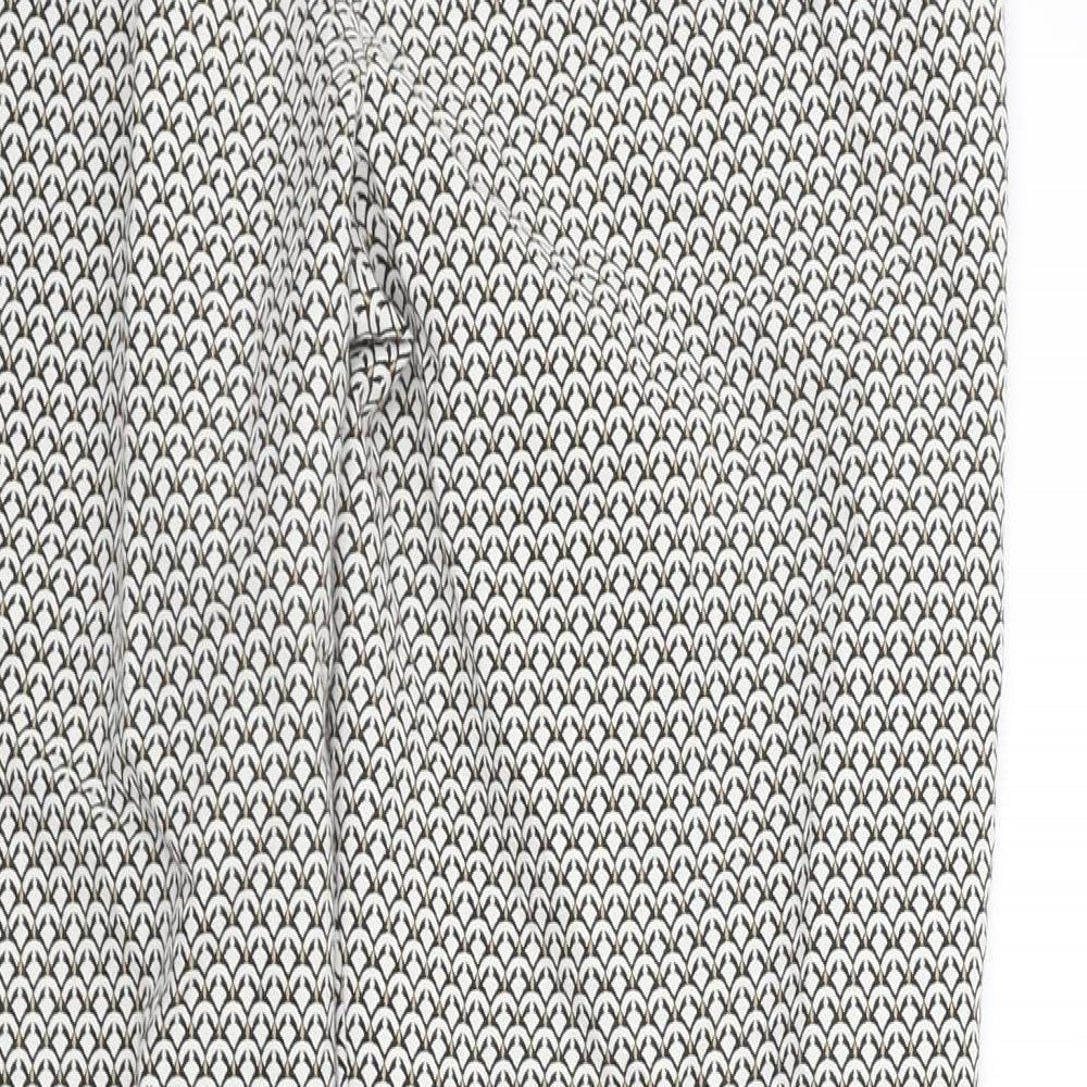 Marks and Spencer Womens White Geometric Trousers Size 14 L25 in