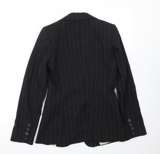Warehouse Womens Black Striped Jacket Blazer Size 10