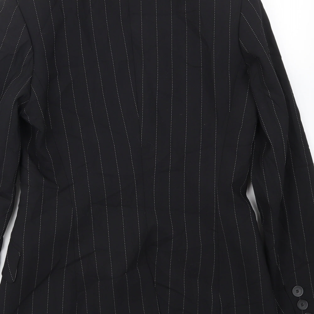 Warehouse Womens Black Striped Jacket Blazer Size 10