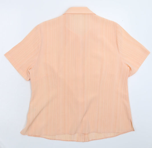 Fosby Womens Pink Striped Basic Button-Up Size 16