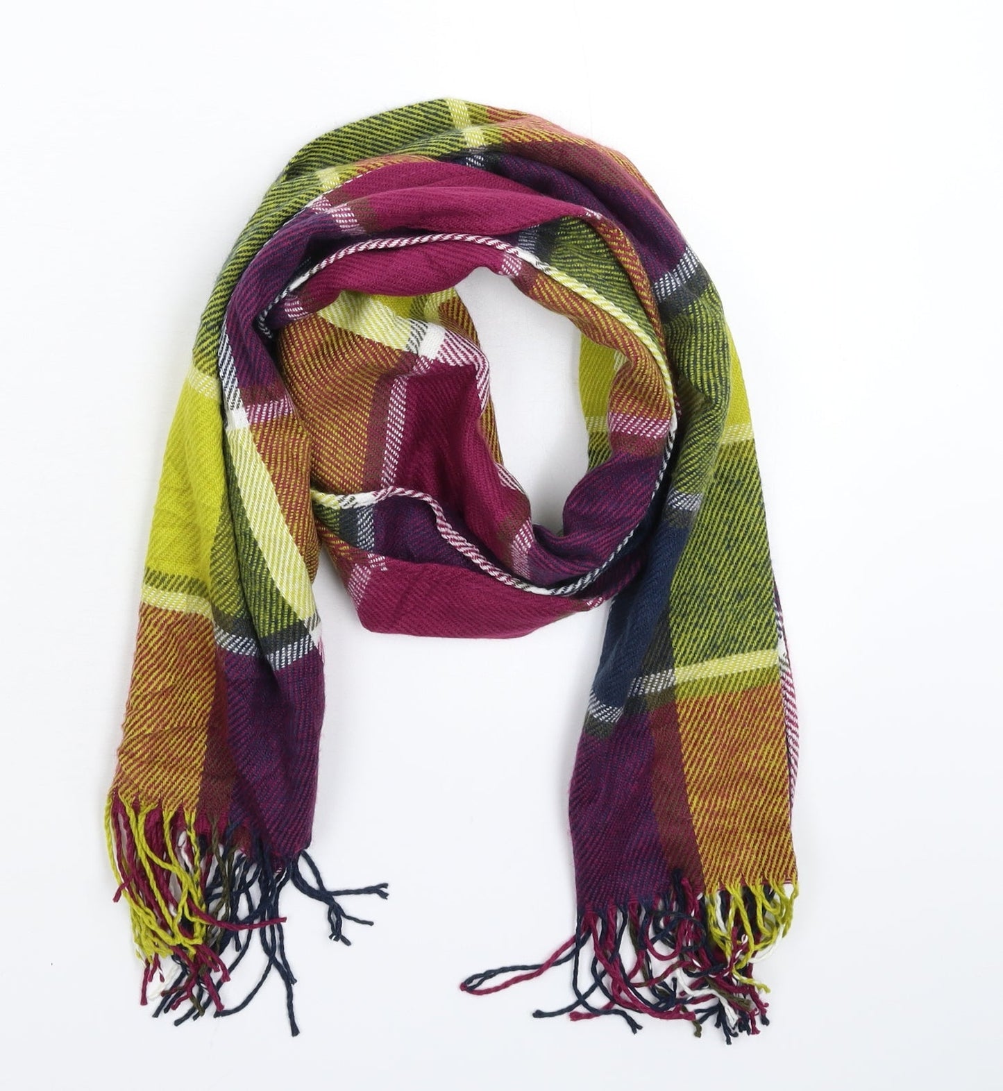 Preworn Womens Multicoloured Check Knit Scarf