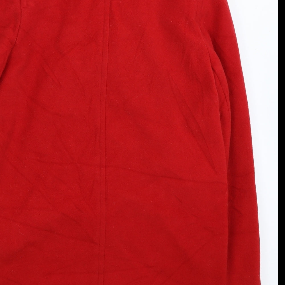 Brand and care label for NuAge women’s red pea coat coat, size UK 10