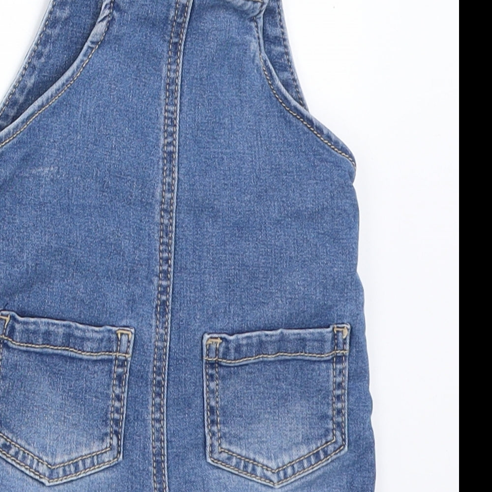 F&F Boys Blue Denim Dungaree One-Piece Size 3-6 Months