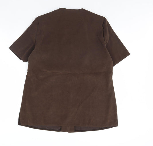 Preworn Womens Brown Basic Button-Up Size 18 - Shoulder Pads