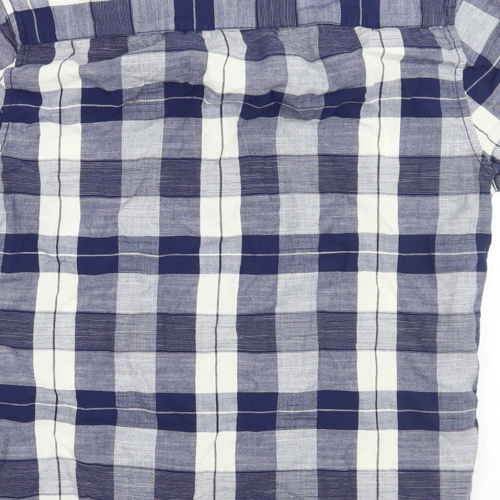 F&F Mens Blue Check Button-Up Size S
