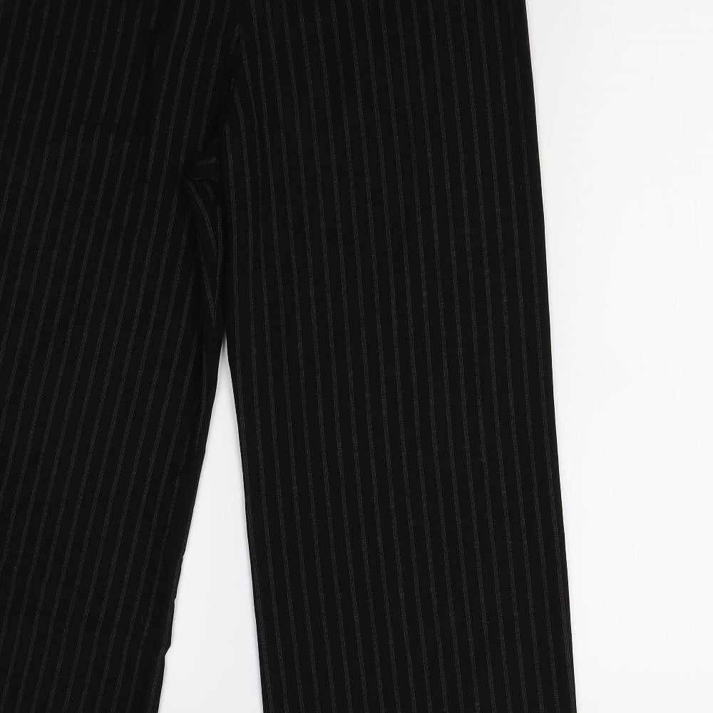 Oasis Womens Black Striped Trousers Size 12 L25 in