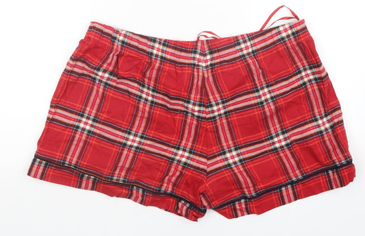 M&S Womens Red Plaid Sleep Shorts