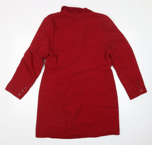 Gina Womens Red Overcoat Coatigan Size 16